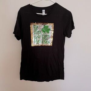 Way to Celebrate “Luck” sequin shirt